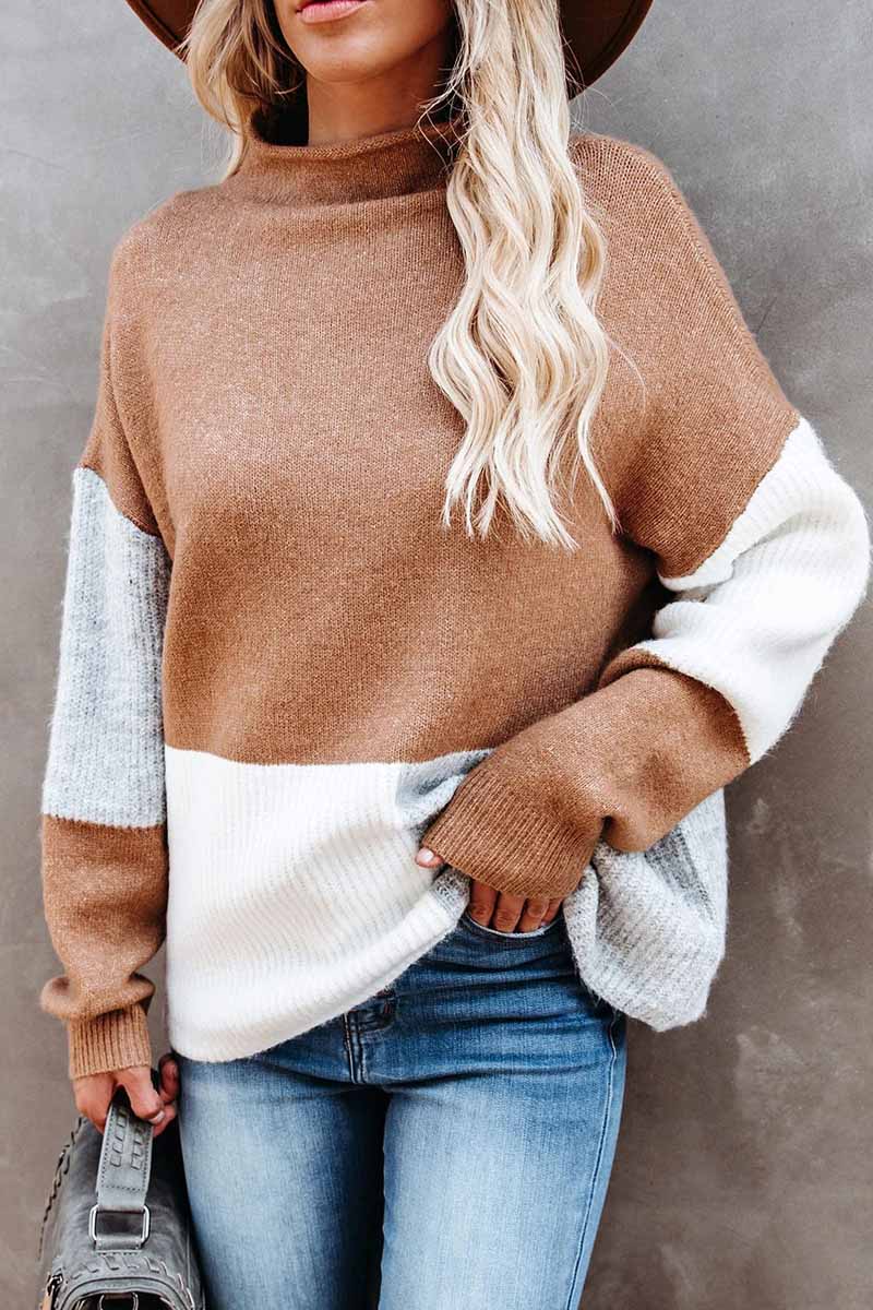 WW | Warmer Pullover mit trendigem Blockfarbenmuster für Frauen