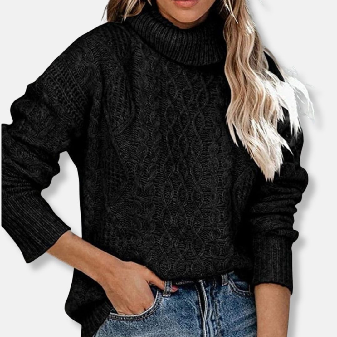 WW | Rollkragenpullover - Kabelstrick Tunika-Längenpullover