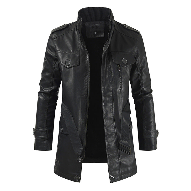 WW | Retro Leather Trench Coat for Men