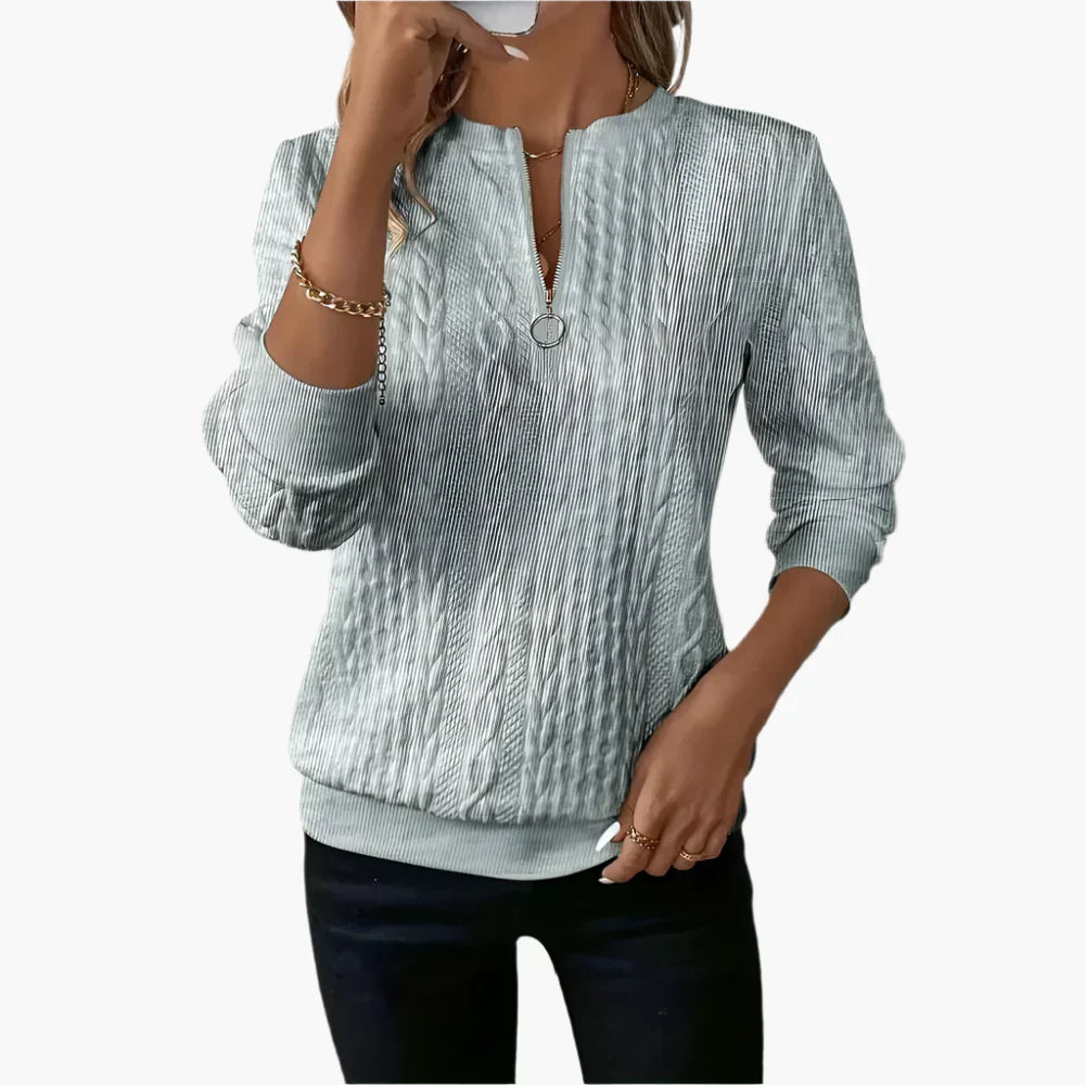 WW | Cable Knit Sweater with Zipper - Fashionable Casual Sweater for Autumn and Winter
