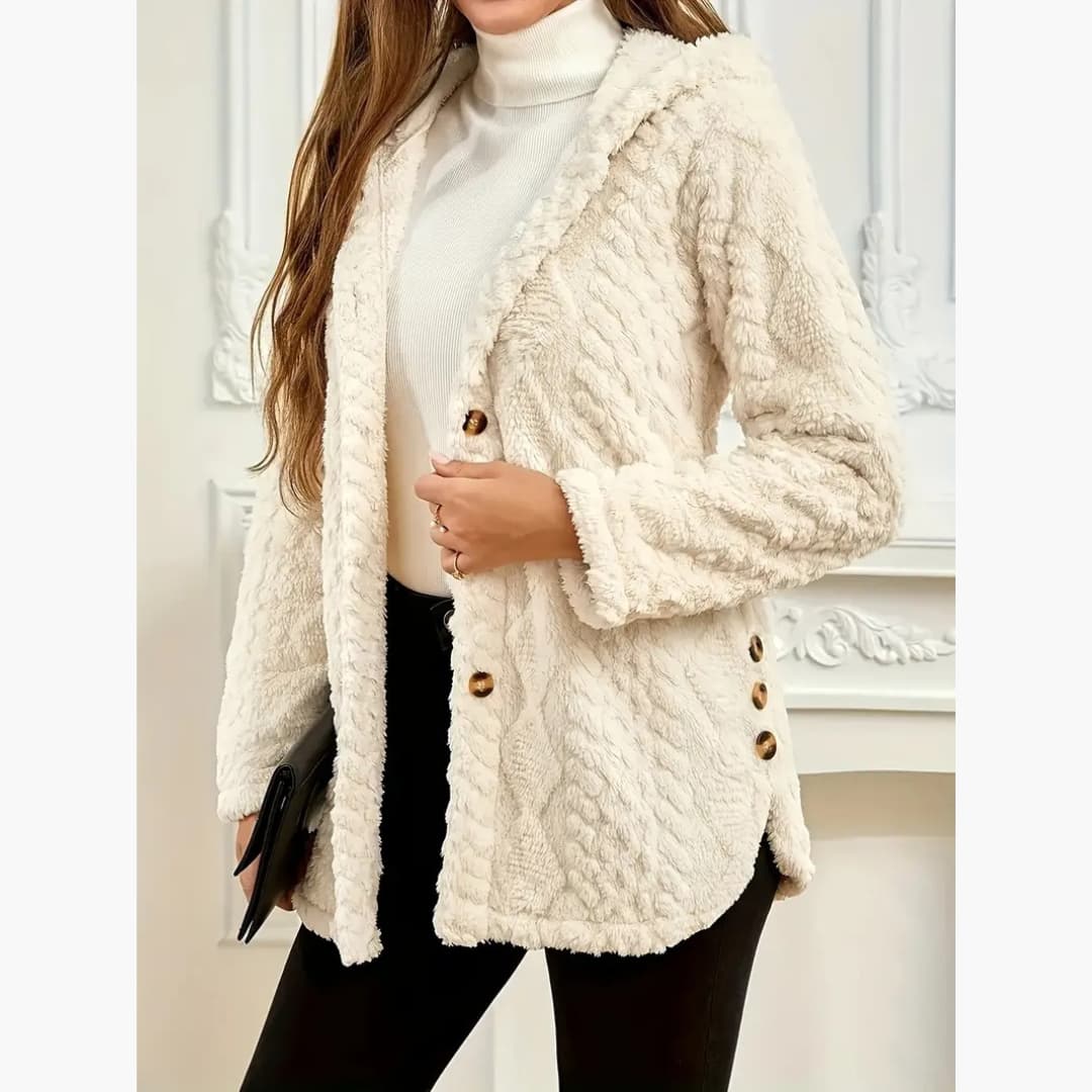 WW | Women's Cozy Hoodie with Teddy Pullover and Button Front