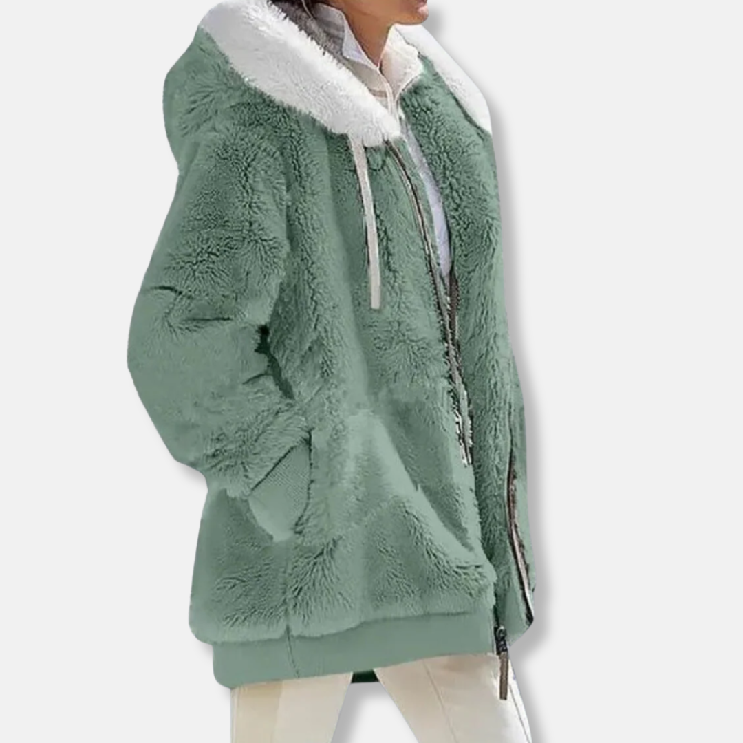 WW | Fleece Übergroße Fleecejacke - Kapuzen-Reißverschlussjacke