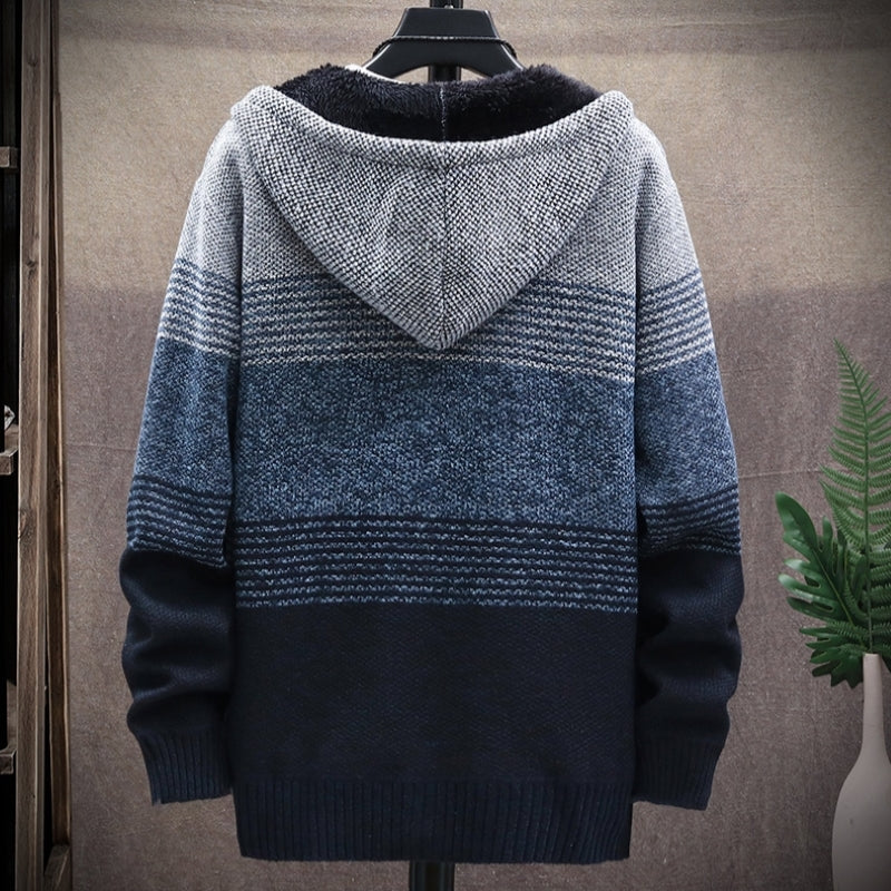 WW | Strick Kapuzenpullover Reißverschluss Bequem Ribbed Bündchen Und Saum