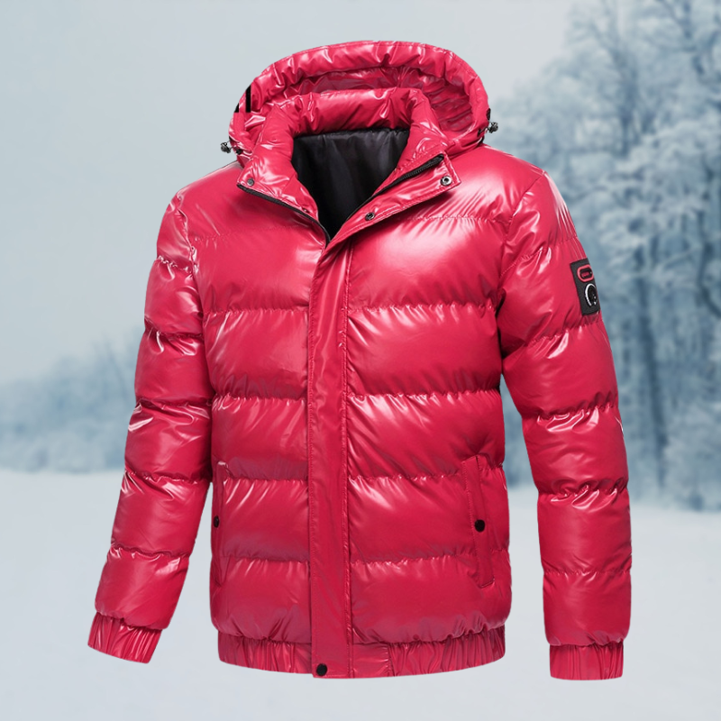 WW | Stylische Glänzende Pufferjacke mit Kapuze für Herren