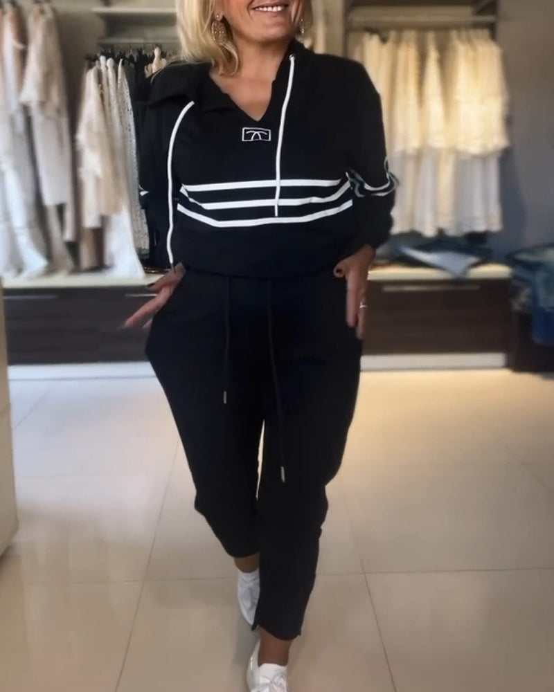 WW | Set aus gestreifter Hose und Kapuzenjacke