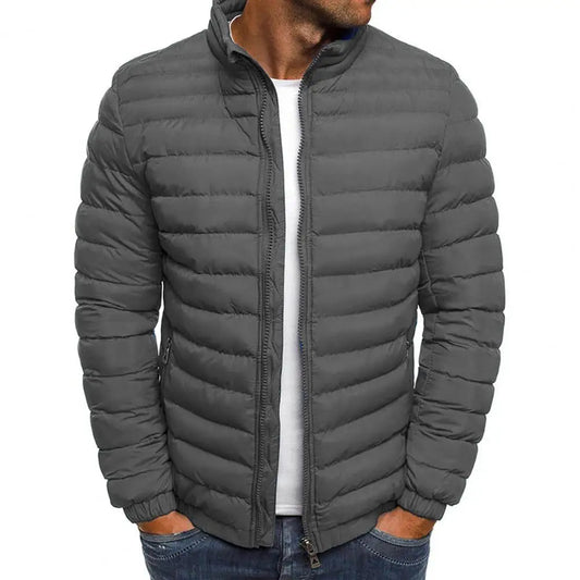 WW | Herren Winter Steppjacke Mit Vorderem Reißverschluss Design