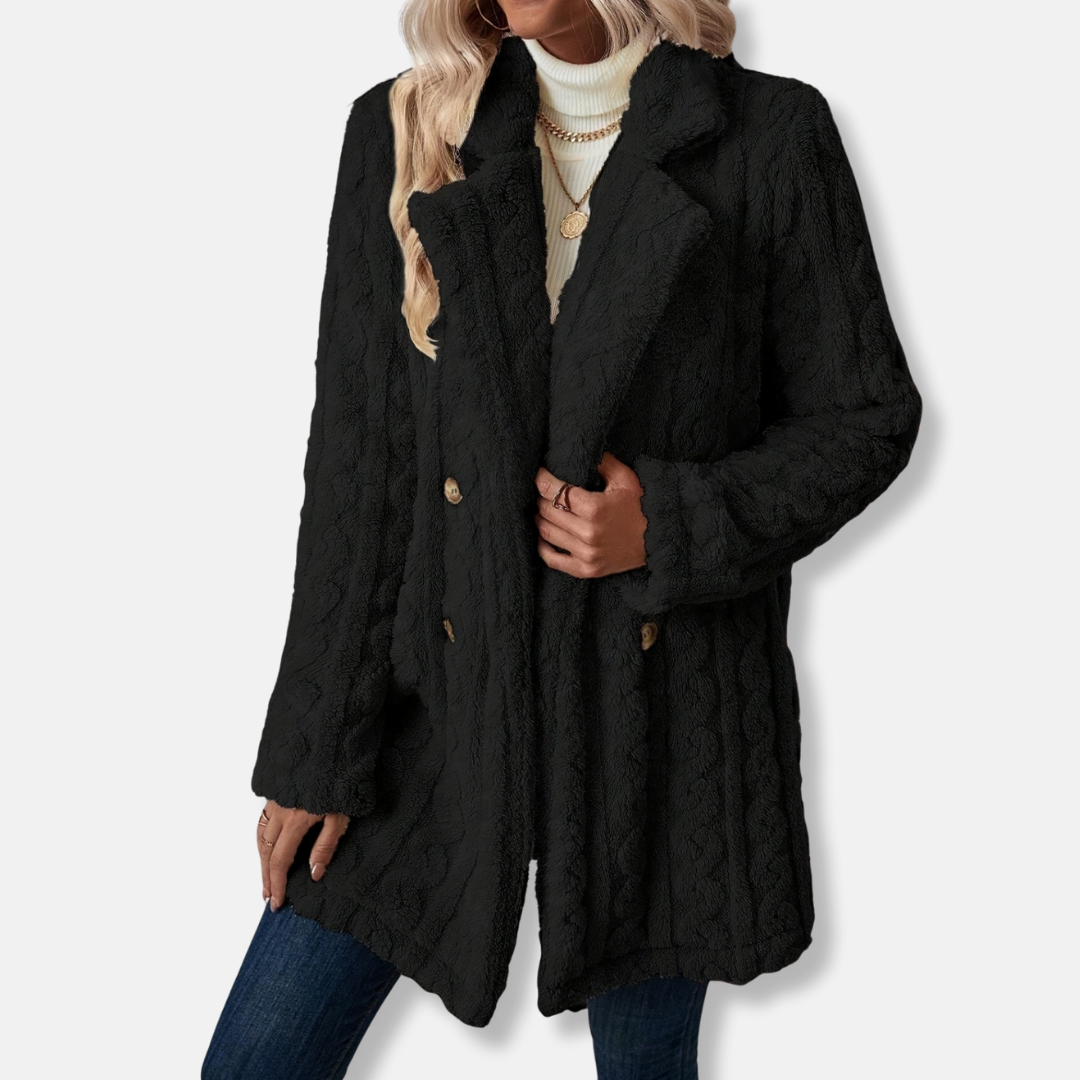 WW | Relaxed Fit Double-Breasted Cable Knit Peaked Lapel