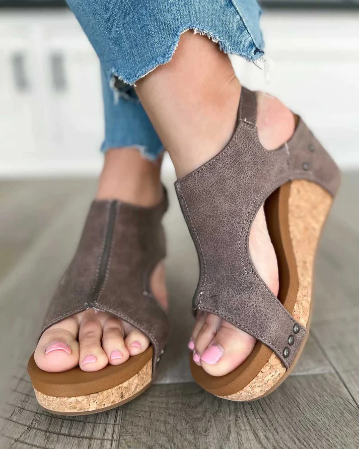 WW | Trendige Damensandalen Mit Keilabsatz Und Ergonomischem Fußbett