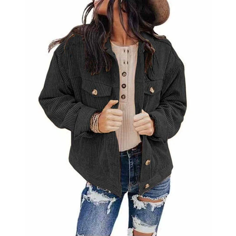 WW | Women's Cord Oversized Look Jacket With Buttons And Breast Pockets