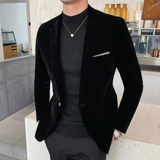 WW | Slim Fit Luxuriöses Samt Einreiher Formeller Schnitt