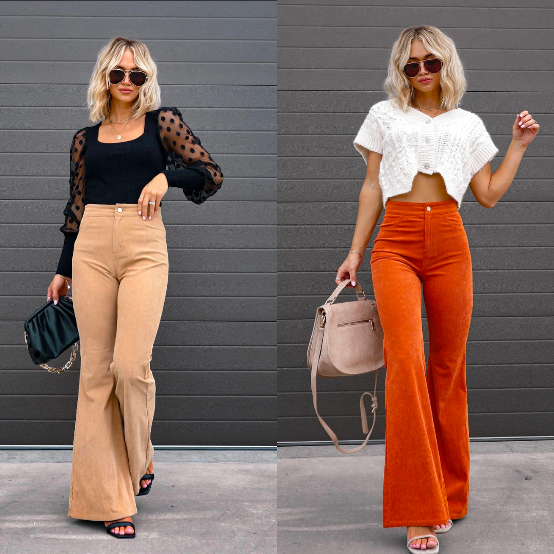 Leanne - Wide flared trousers for curves