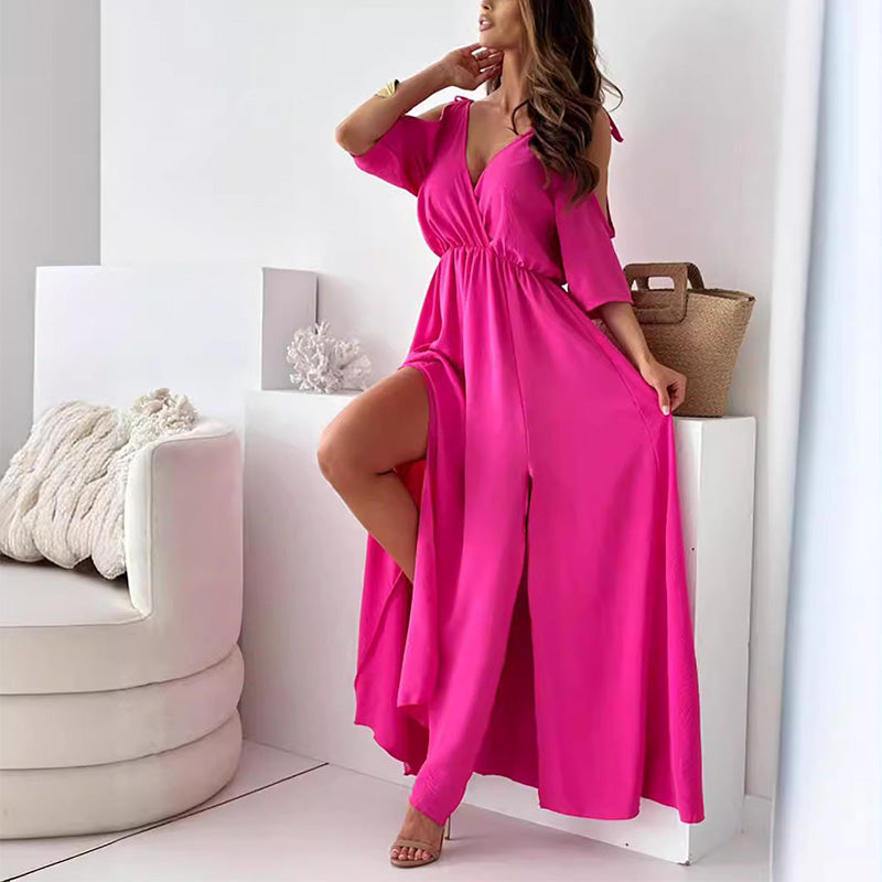 Aurora - V-Neck Bodycon Dress with Side Slit