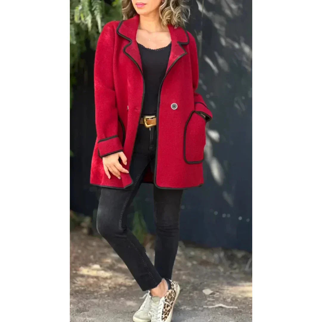 WW | Women's Fitted Double-Breasted Lapel Collar Mid-Length