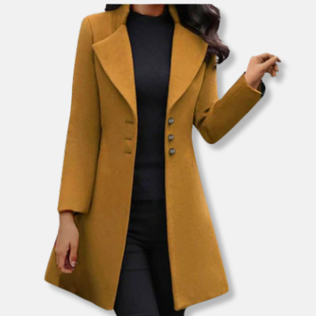 WW | Wool Coat Slim Fit Midi Length Double Breasted Lapel Collar