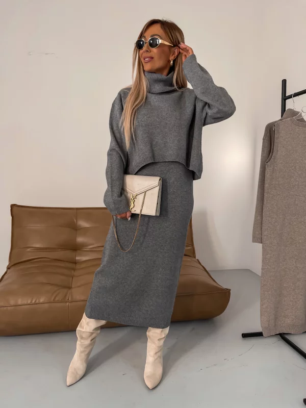 Elegant midi dress and turtleneck set