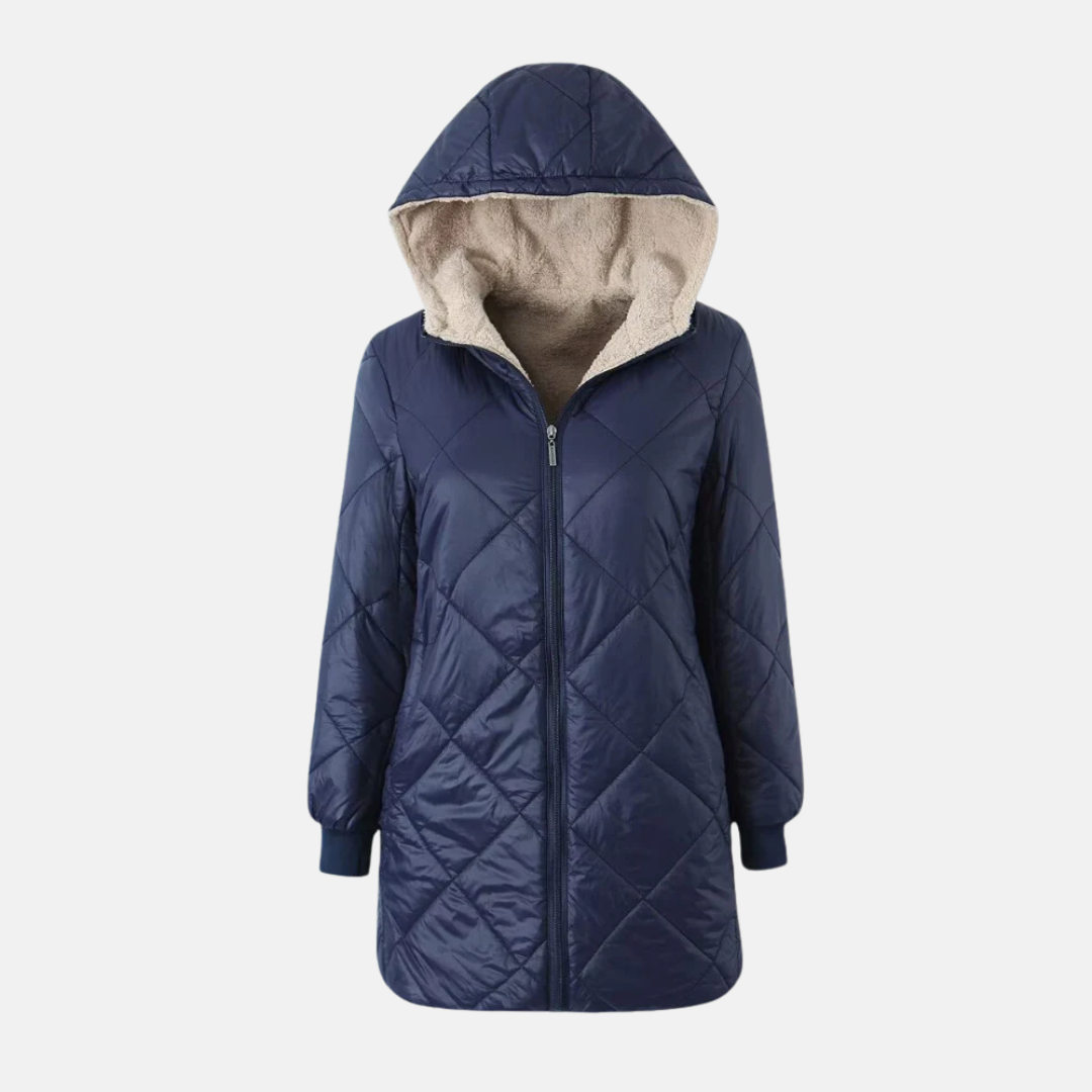 WW | Quilted Reversible Hooded Jacket Diamond Quilting Ribbed Cuffs