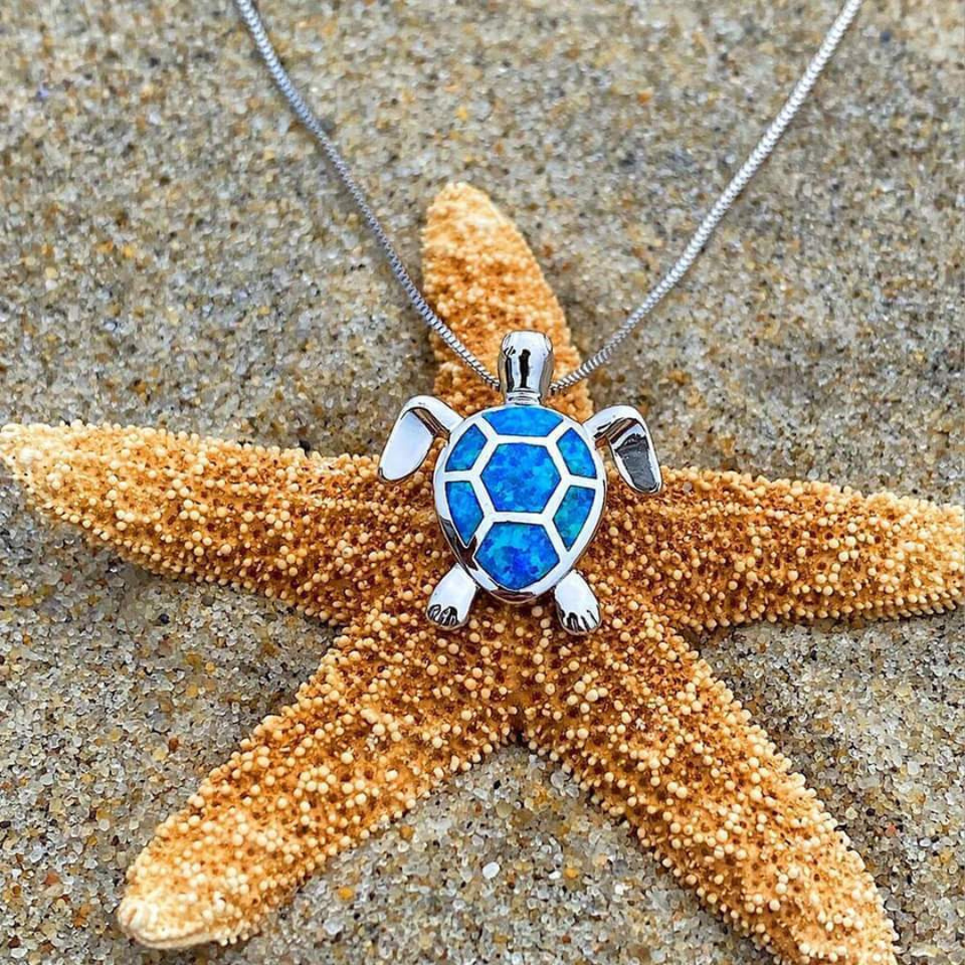 WW | Turtle Necklace + Earrings in Opal and Silver Silver
