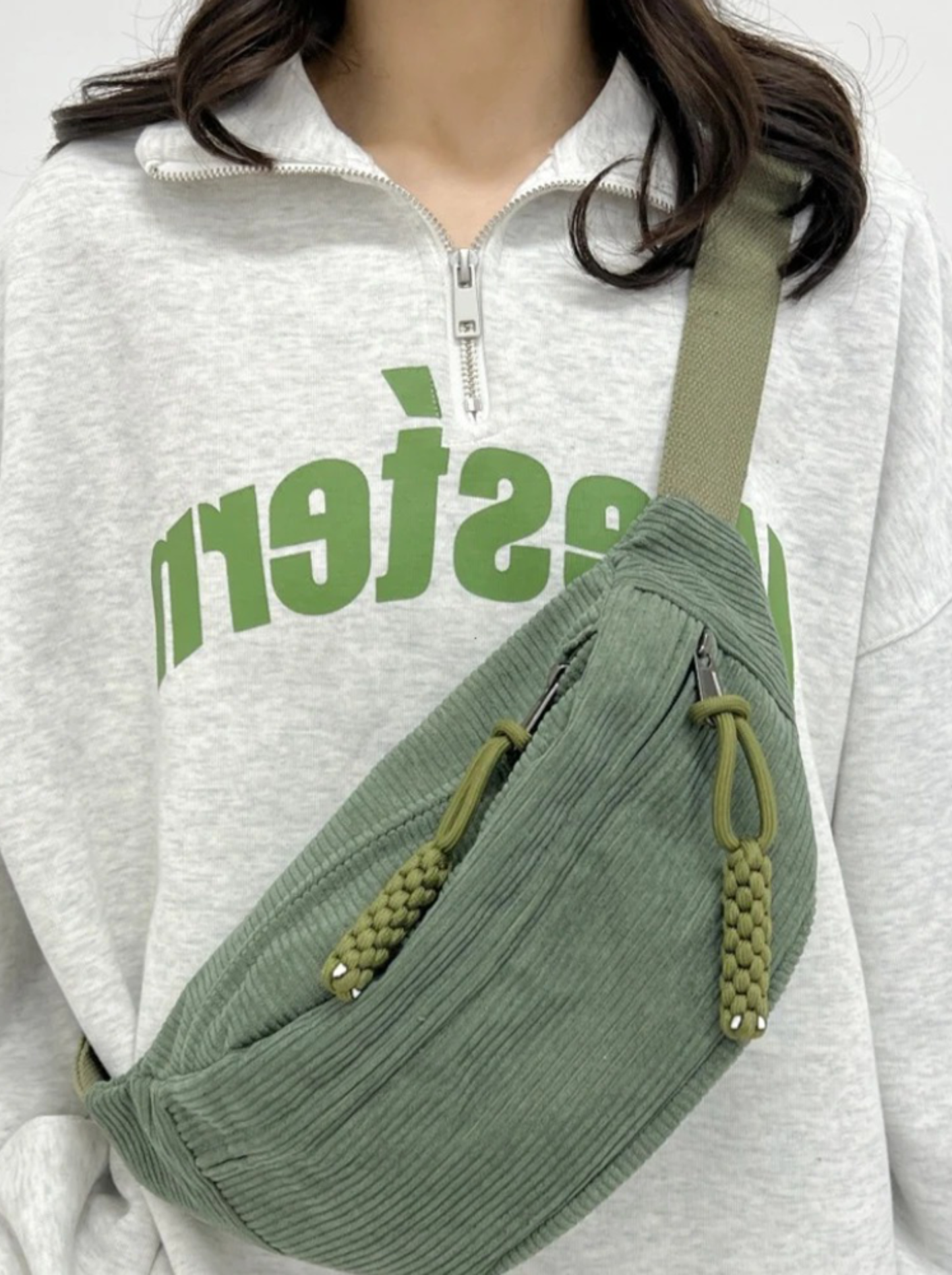 WW | Corduroy Fanny Pack Green Shoulder Bag