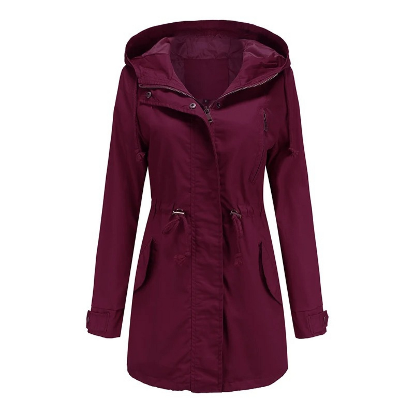 WW | Waterproof Long-Sleeved Hooded Jacket with Adjustable Drawstring