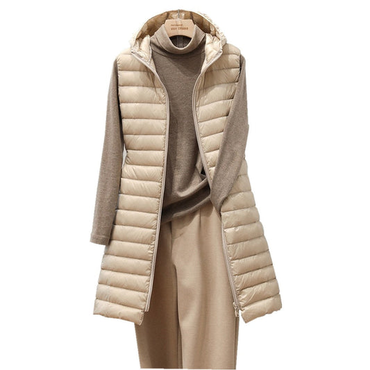 WW | Lange Steppweste - Bequeme, elegante, lange gefütterte Jacke