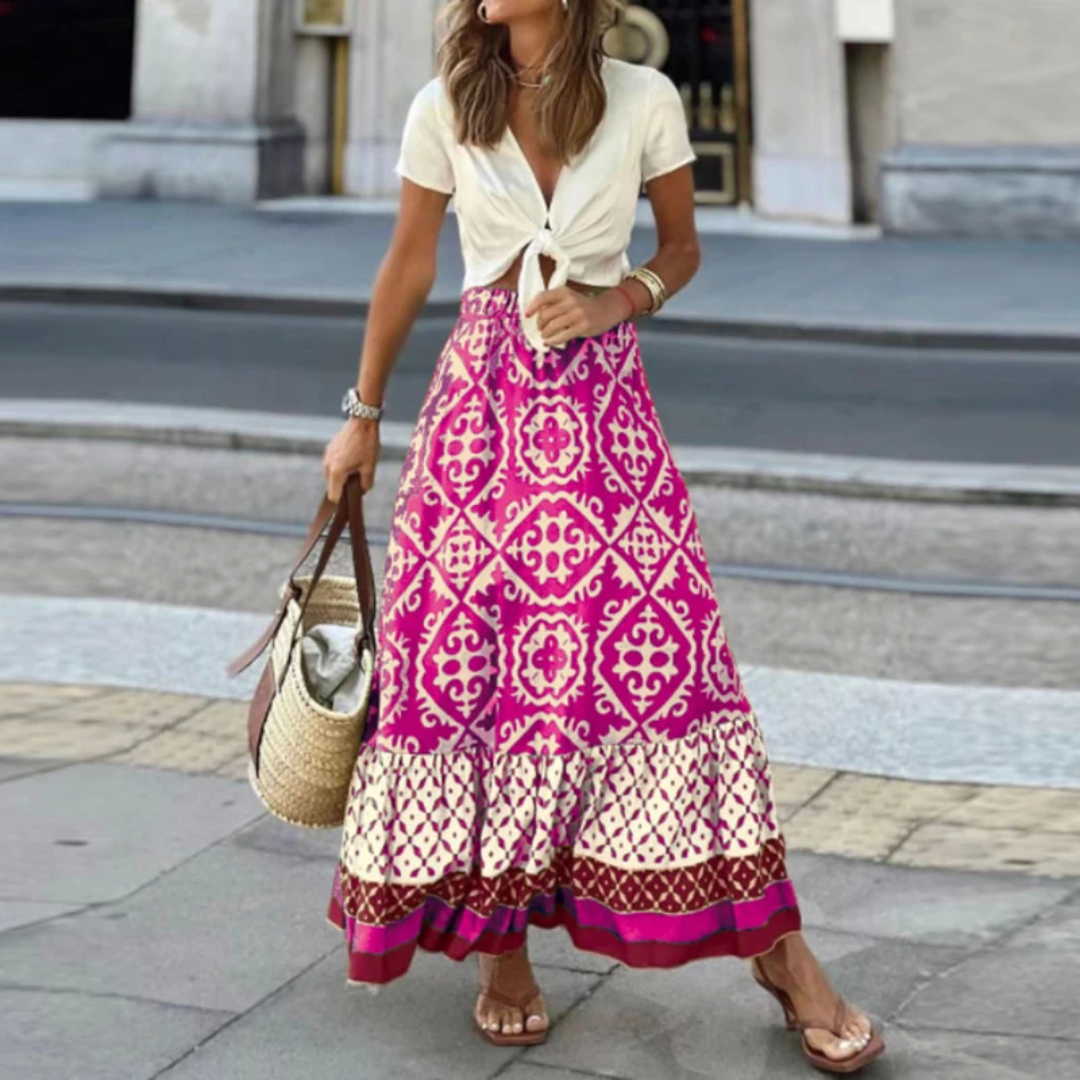 WW | Trendiger High Waist Rock Mit Geometrischem Muster