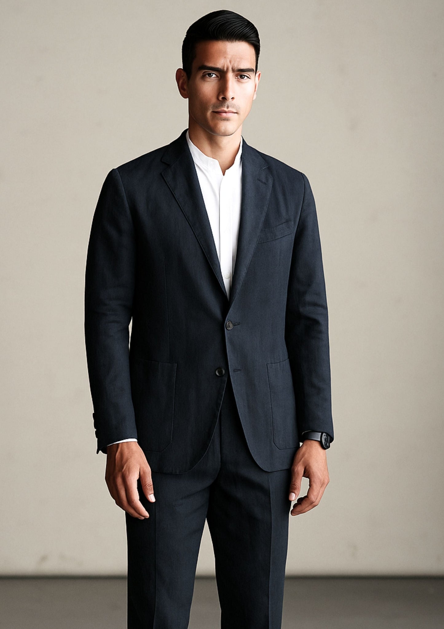 Zephyr Elegant Linen Set for Men - Dark Blue