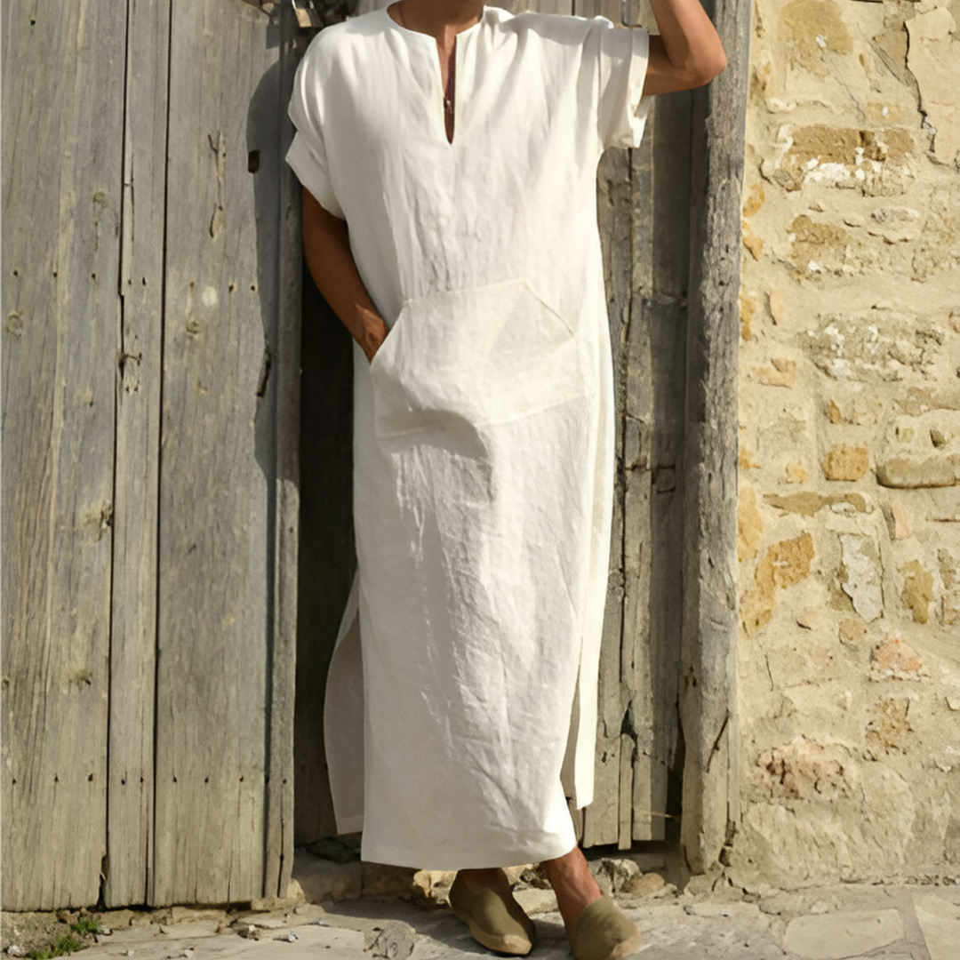 WW | Langes Hemdkleid Mit Schlitz Bequem, Vielseitig & Leichtgewichtige Mode