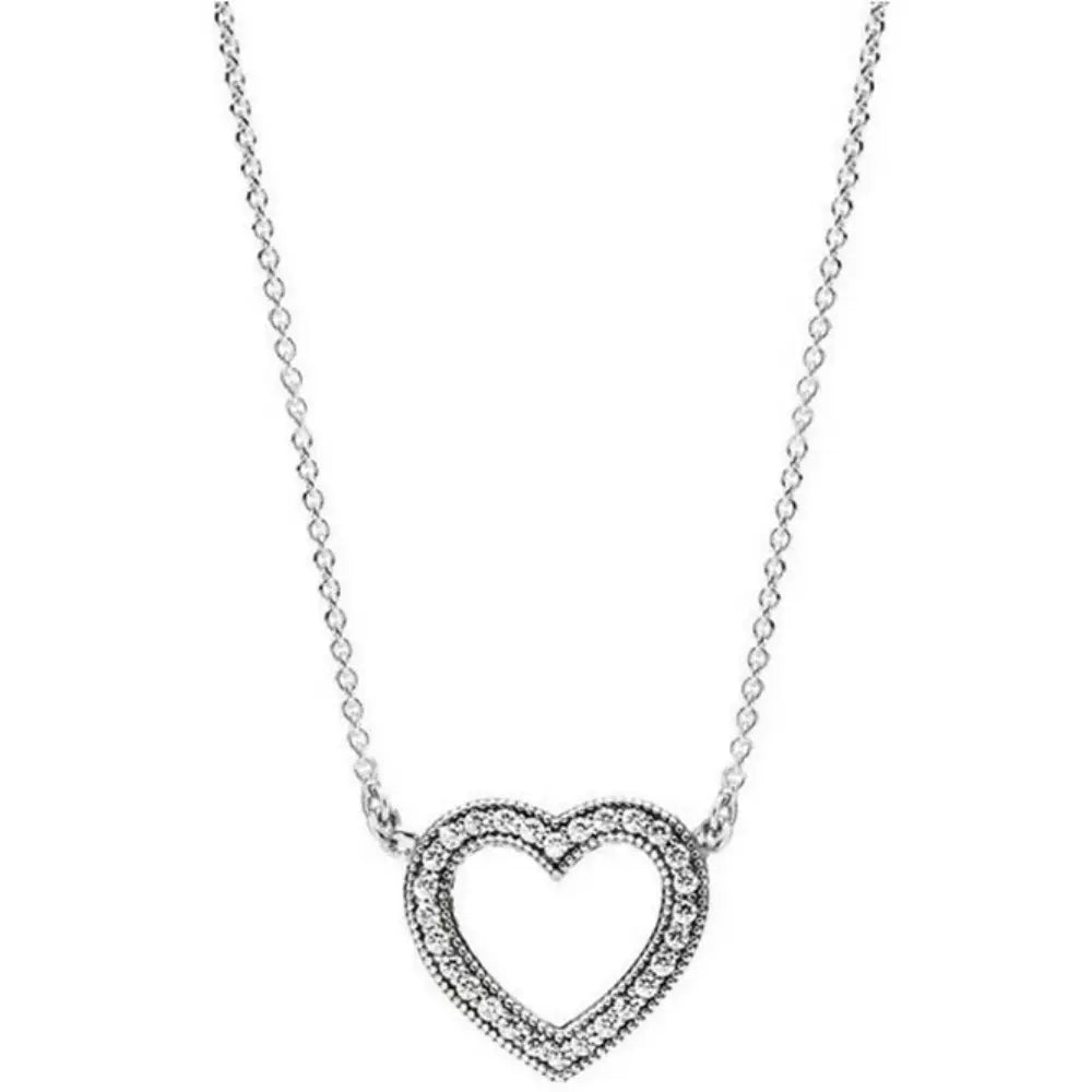 WW | Sterling Silver Dazzling Heart Shaped Pendant Necklace For Women
