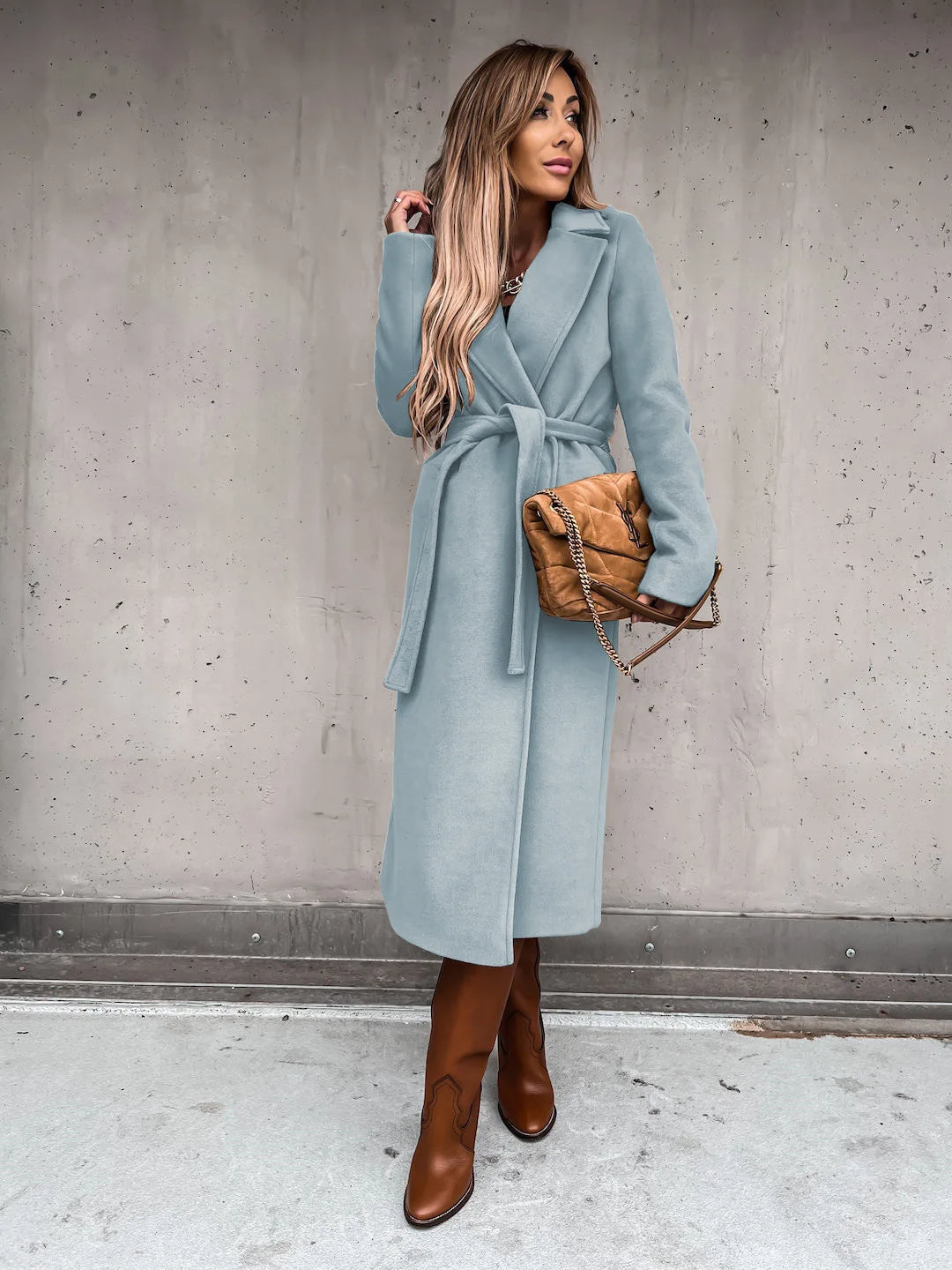 WW | Stilvolle Wollmischung Damenjacke mit Gürtel