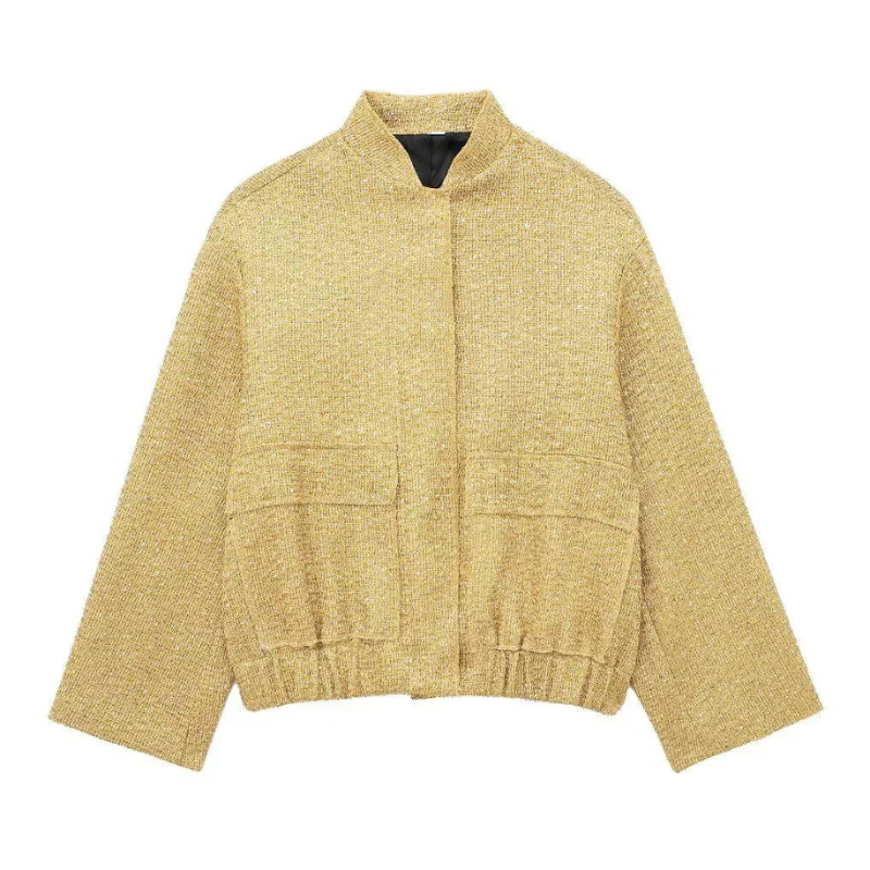 WW | Damen Leichte Pailletten Kurze Jacke Stilvoll & Nett