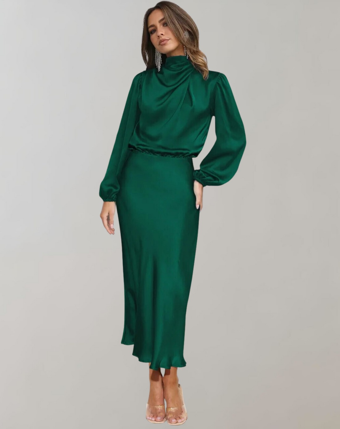 WW | Elegantes Abendkleid für Damen Lang Langärmelig