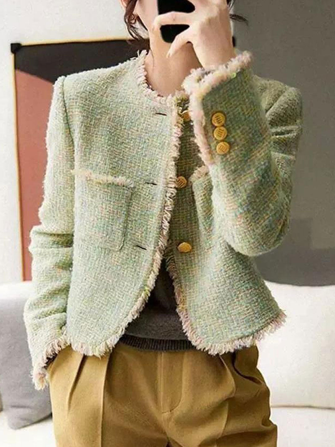 WW | Elegante Rundhals-Tweedjacke