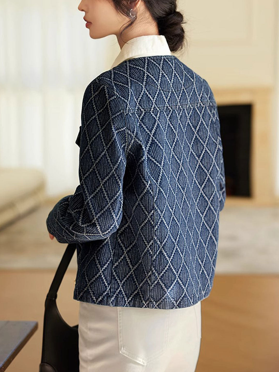 WW | Elegante Diamant Jacquard Denimjacke
