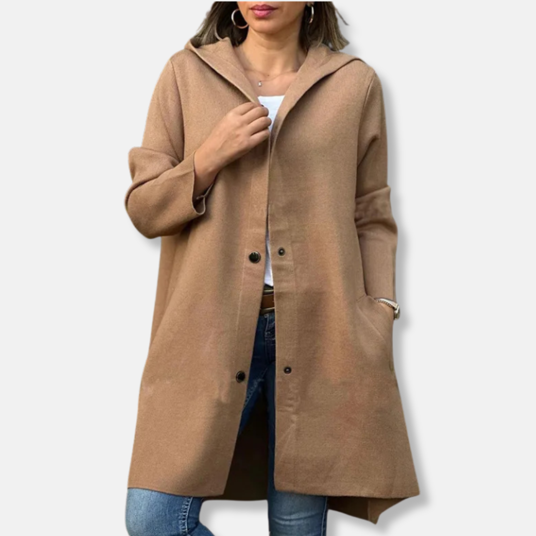 WW | Wollmischung Relaxed Fit Kapuze Druckknopfschluss mittellange