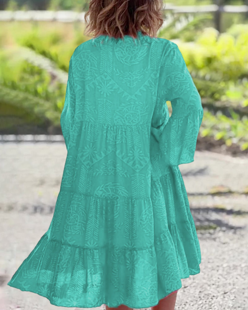 WW | Kleid mit 3/4-Ärmeln und geometrischem Boho-Print