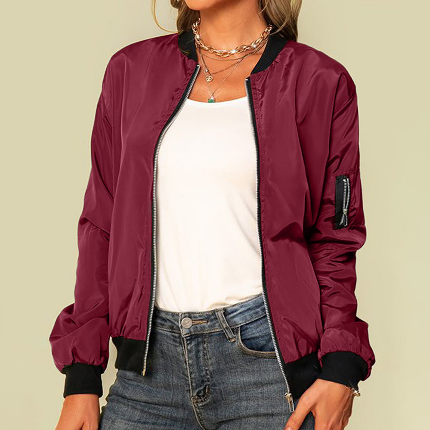 WW | Casual Zip-Up Bomber Jacket