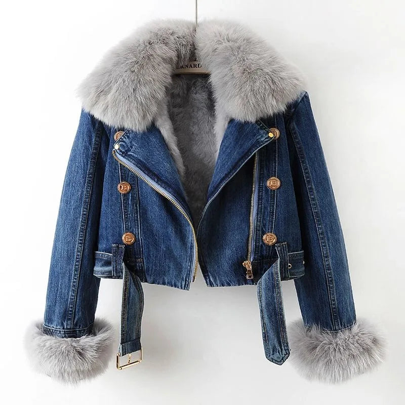 WW | Faux Fur Denim Motorrad