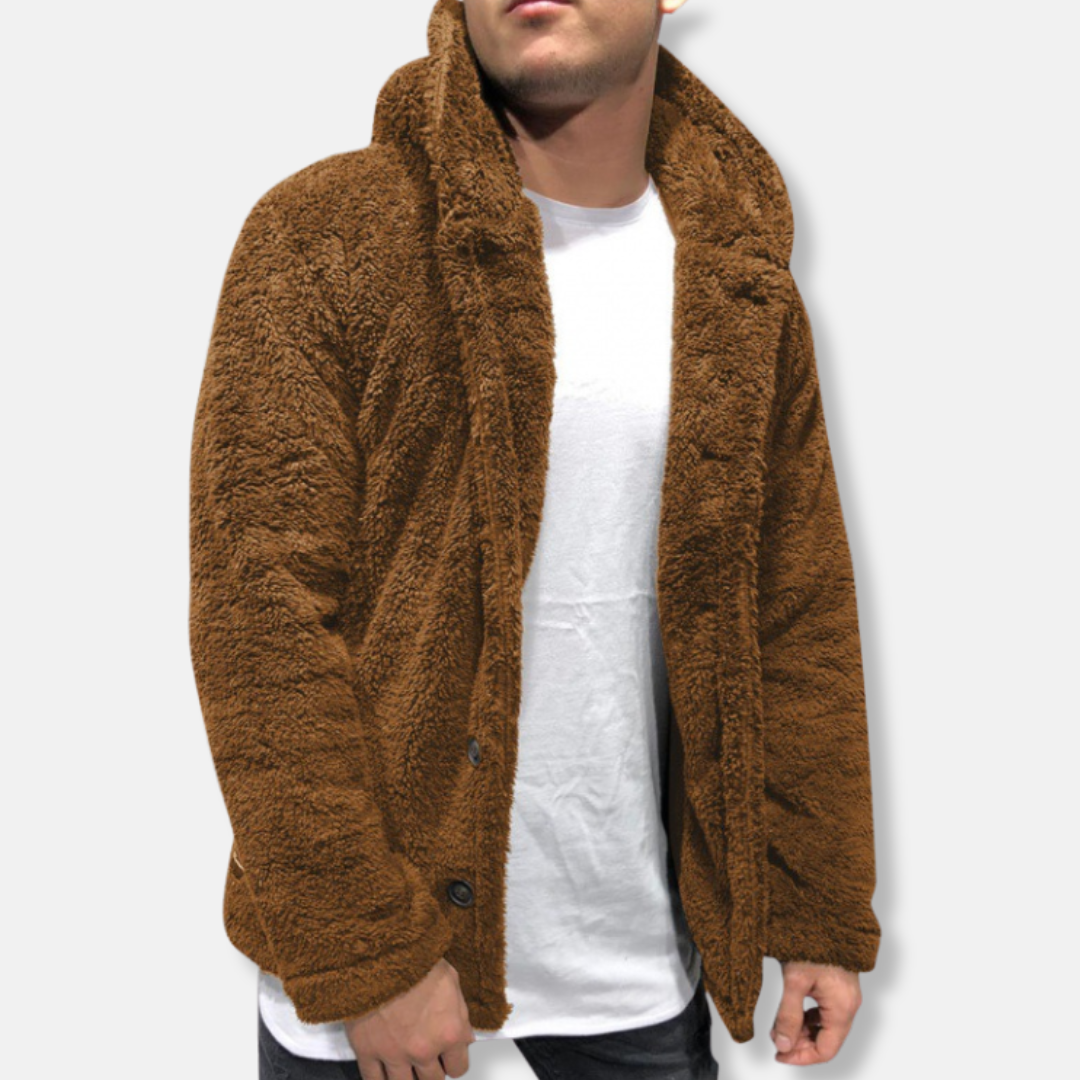 WW | Kapuze Fleece Lockere Passform Knopfverschluss Lässiger Stil