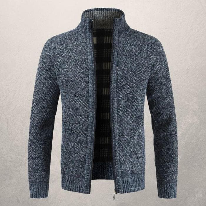 WW | Strickjacke Reißverschluss Hoher Kragen Gefüttert Gerippte Bündchen Und Saum