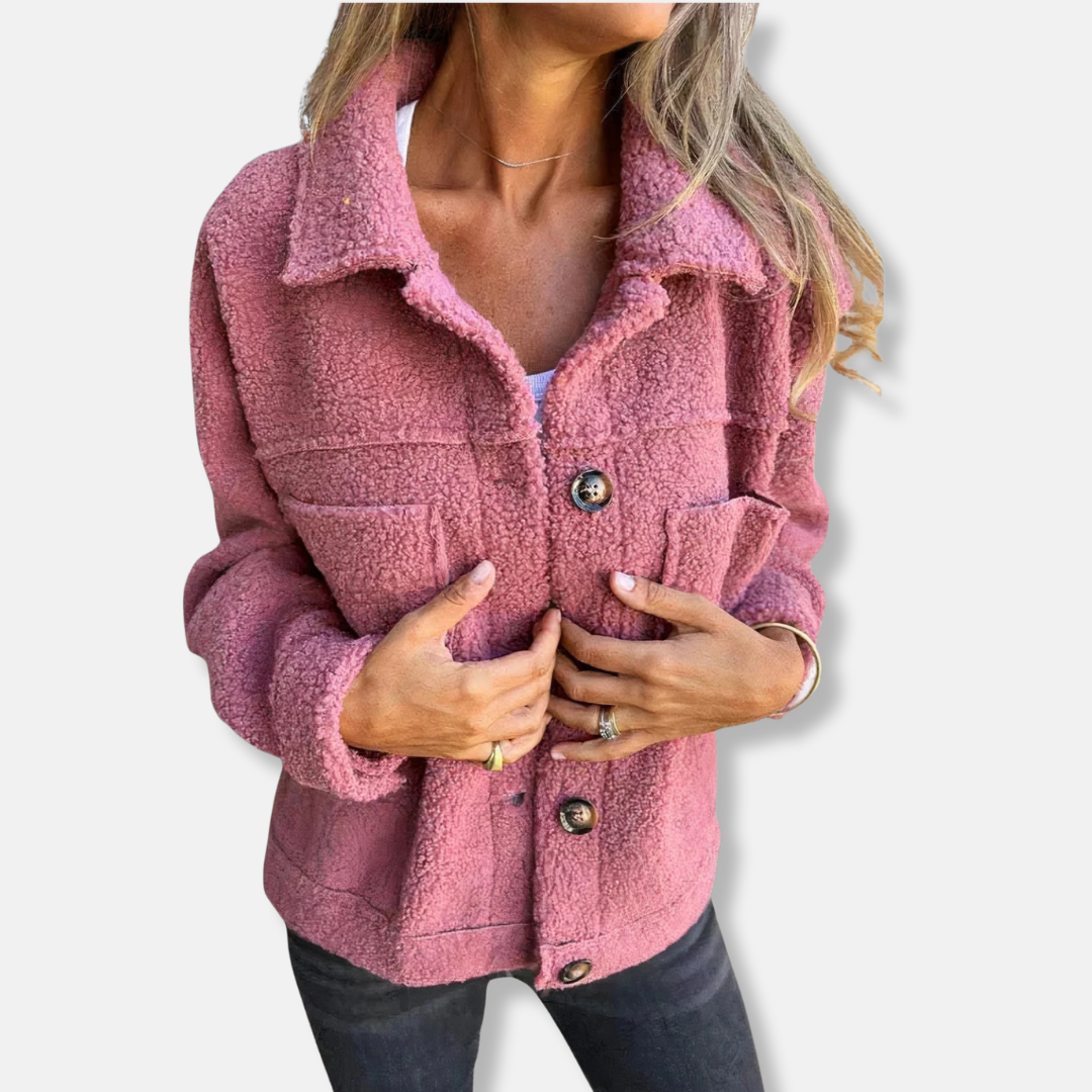 WW | Sherpa Jacket Soft Fluffy Texture Relaxed Fit Button Closure And Pockets