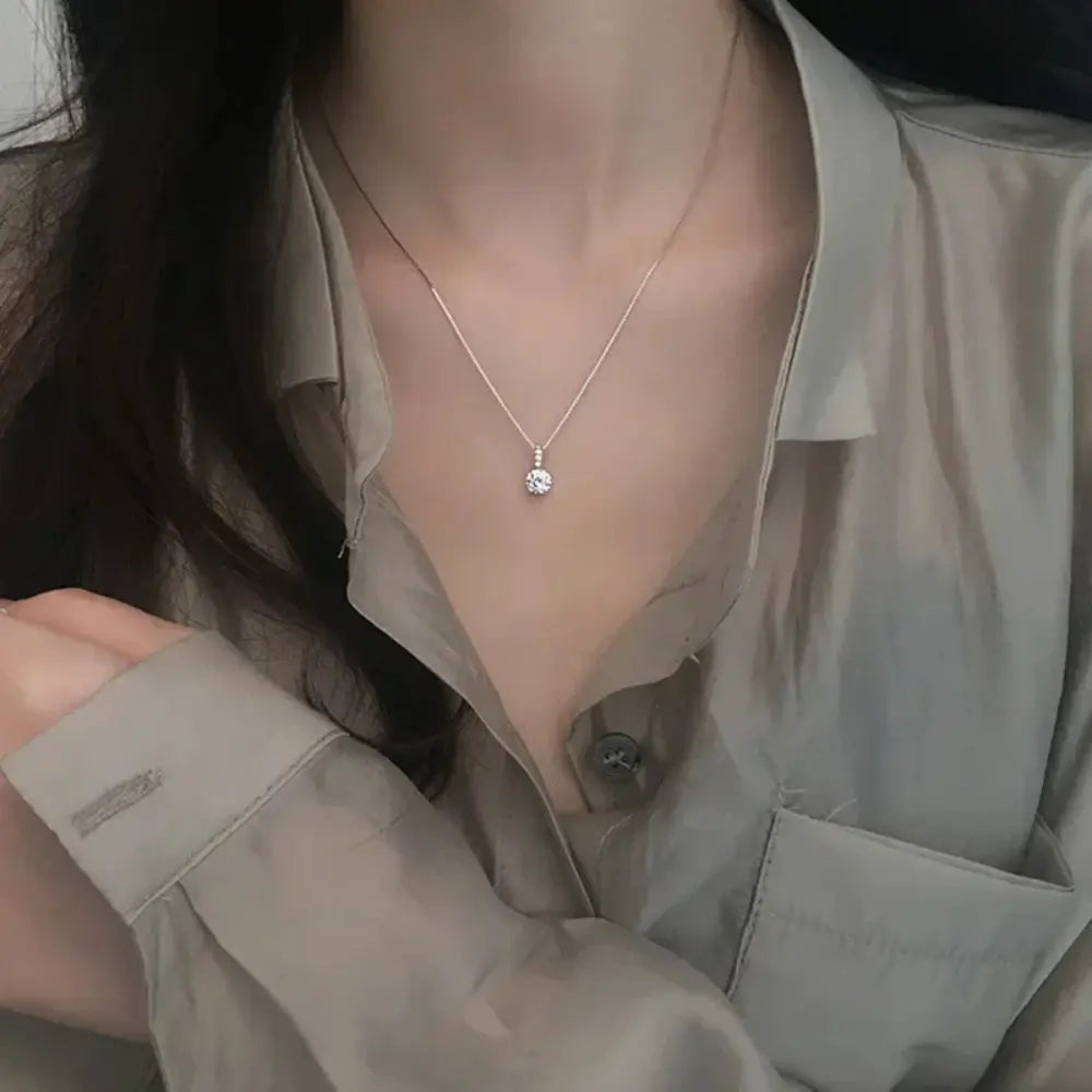 WW | Sterling Silver Round Zircon Necklace