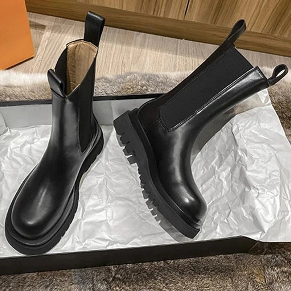 WW | Stiefel Leder Mid Calf Haltbare Sohle Bequeme Passform