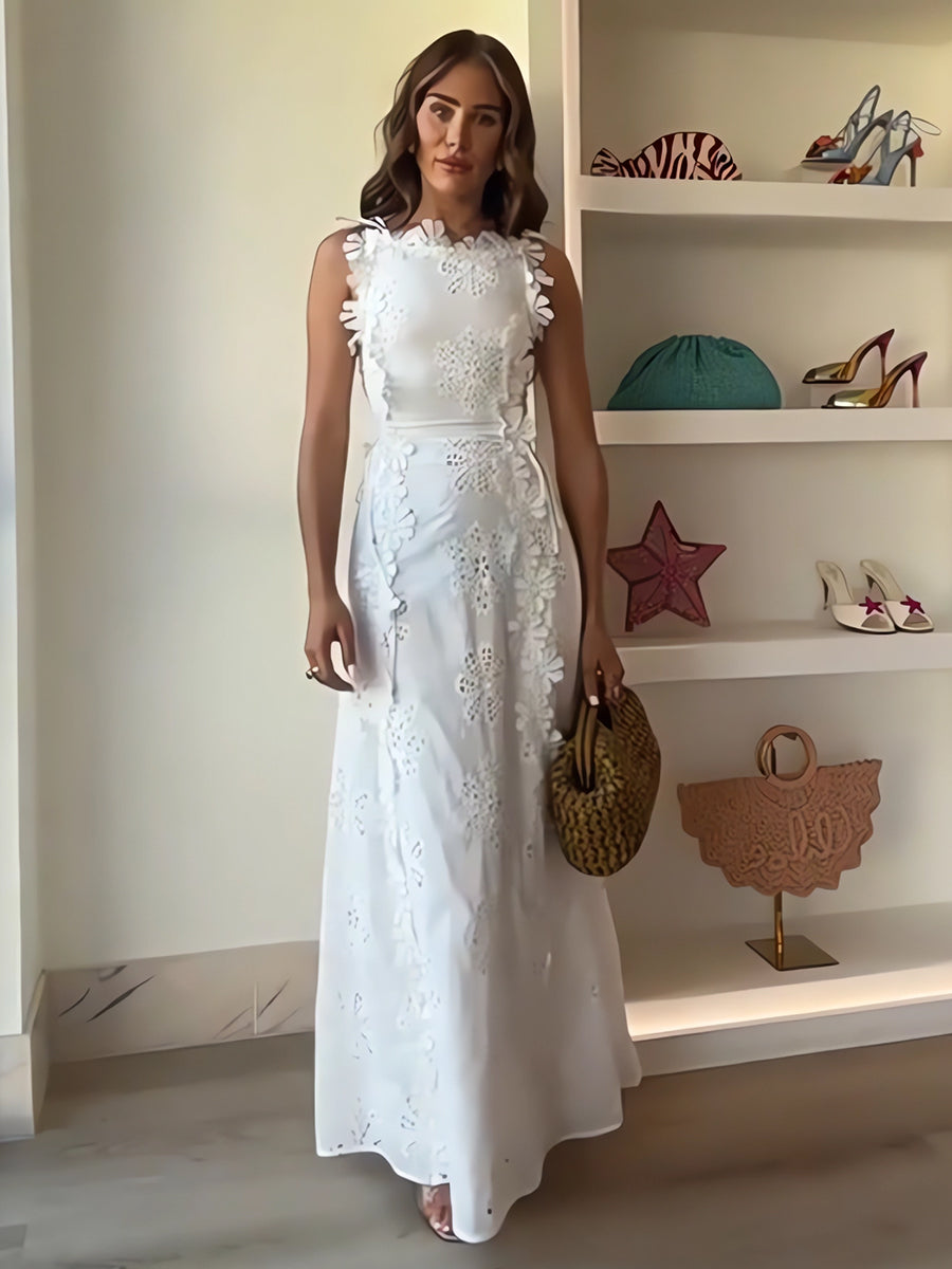 SYLARA™ | Dreamy Lace Shoulder Dress