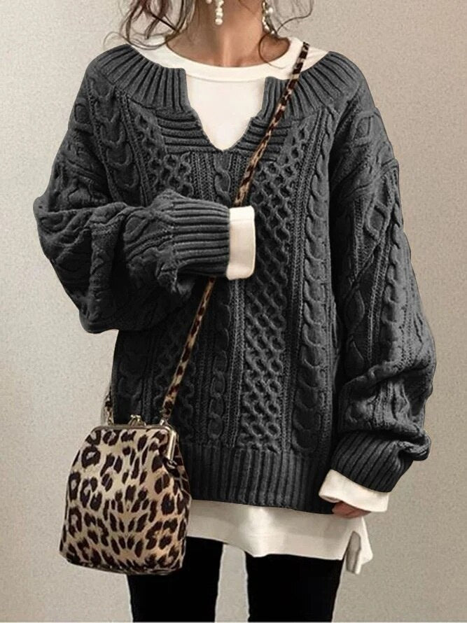 WW Luxe Sweater | Bequemer warmer Oversized-Zopfpullover aus weichem Material
