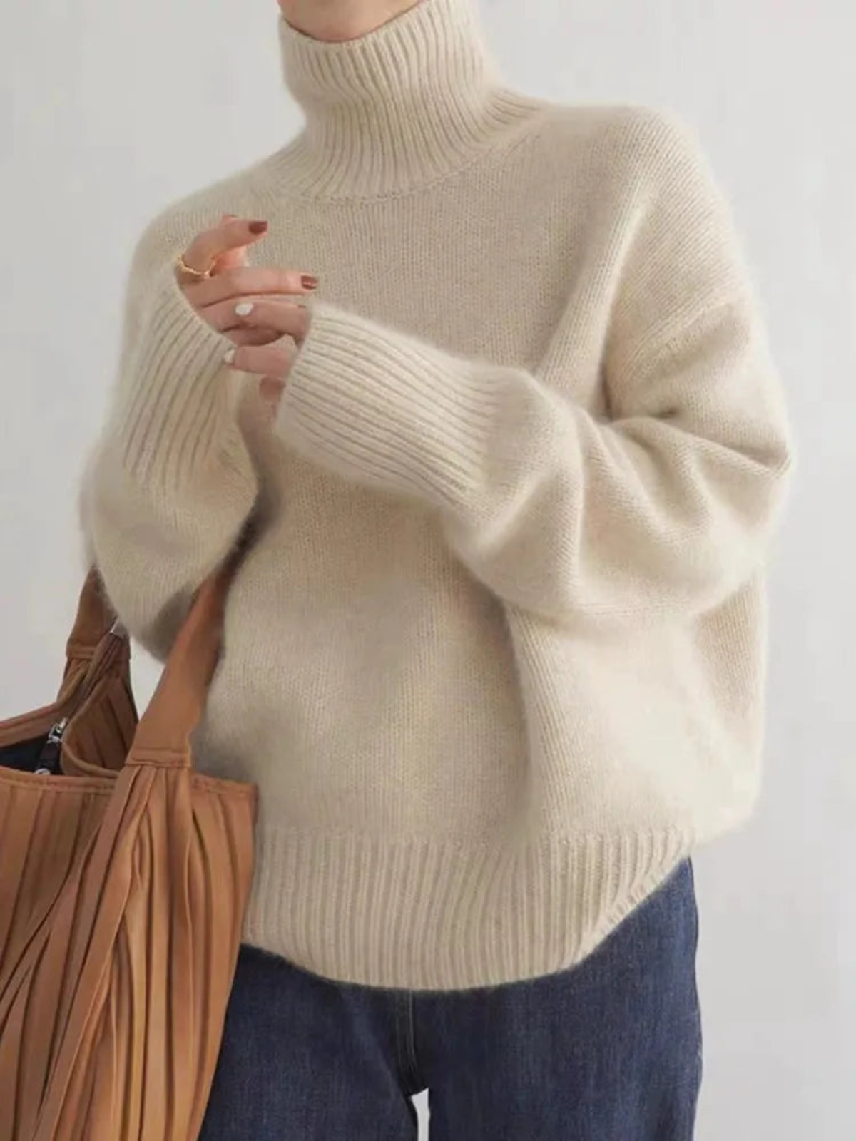 WW | Korean Style Oversize Turtleneck - Fashionable Knitted Sweater for Autumn and Winter