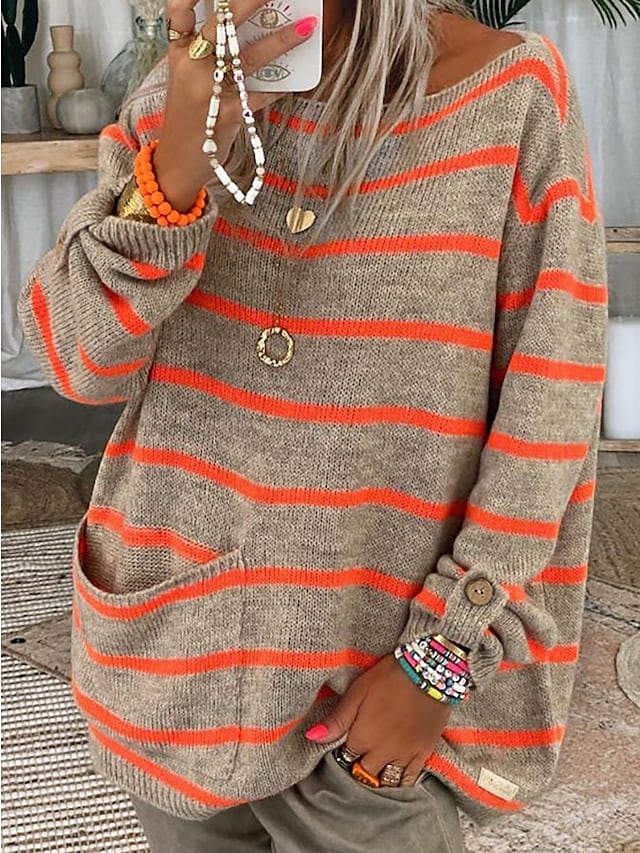 WW | Women's striped sweater – Soft, warm winter sweater