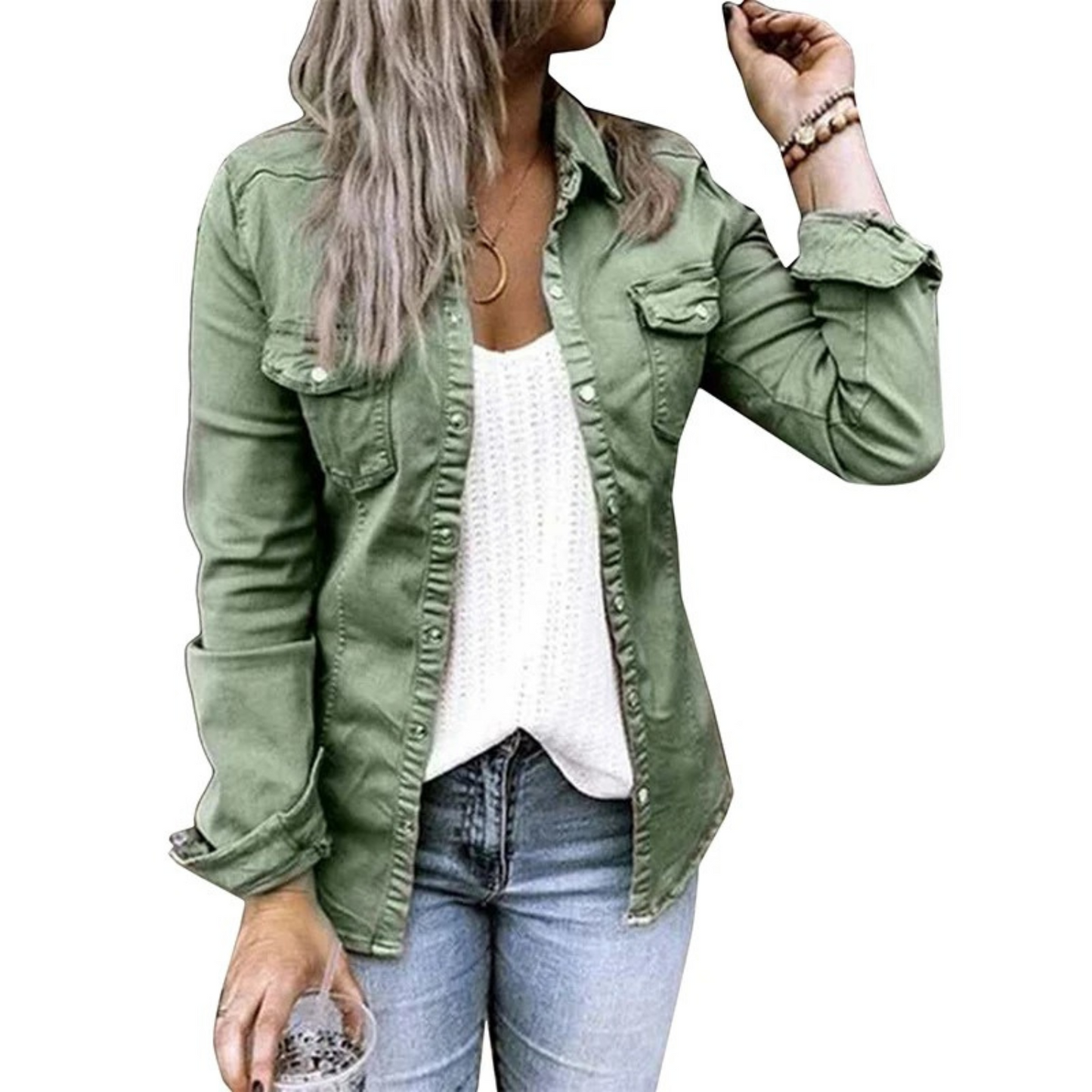 WW | Damen Sommerjacke Im Military Denim Stil
