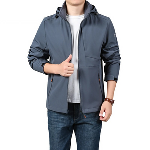 WW | Waterproof Softshell Casual Jacket with Adjustable Hood for Men - Perfect for Autumn/Winter Outdoor Activities