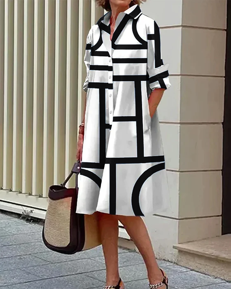 WW | Kleid mit Taschen und Geometrischem Druck