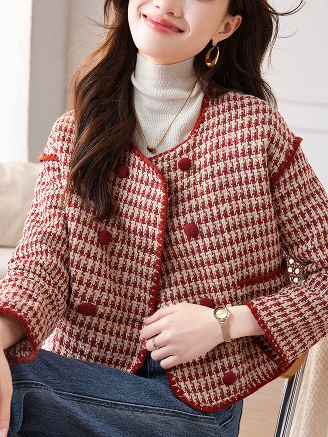 WW | Classic Round-Neck Tweed Jacket